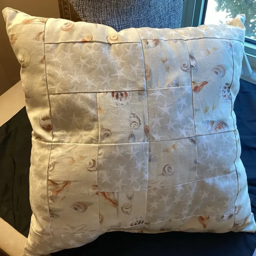 Hand Crafted Seashell Patterned Throw Pillow NWT
